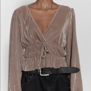 Zara Pleated Long Sleeve Top